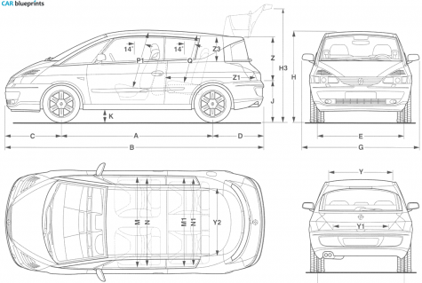 2001 Renault Avantime Minivan blueprint