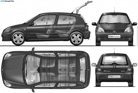 2009 Renault Clio II Hatchback blueprint