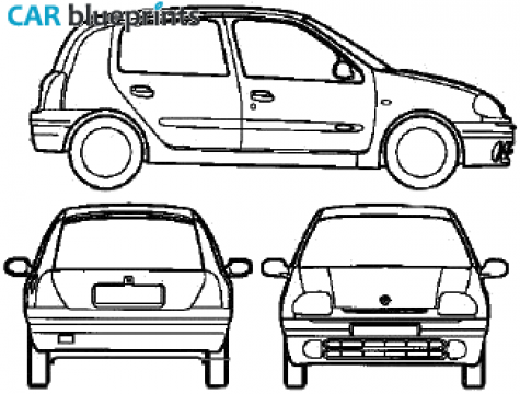 2002 Renault Clio II 5 door Hatchback blueprint