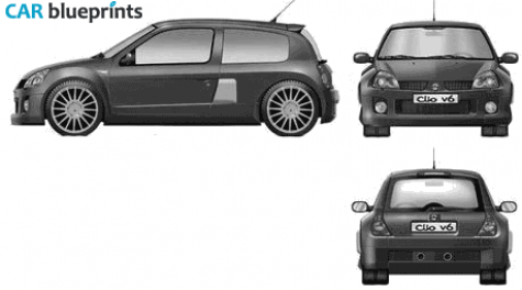 2002 Renault Clio II Sport V6 Hatchback blueprint