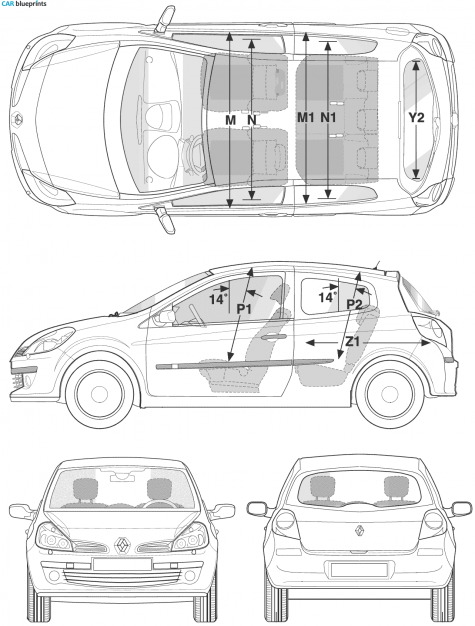 2006 Renault Clio III Hatchback blueprint