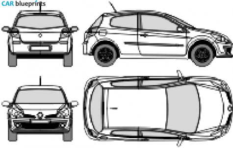 2007 Renault Clio III 3-door Hatchback blueprint