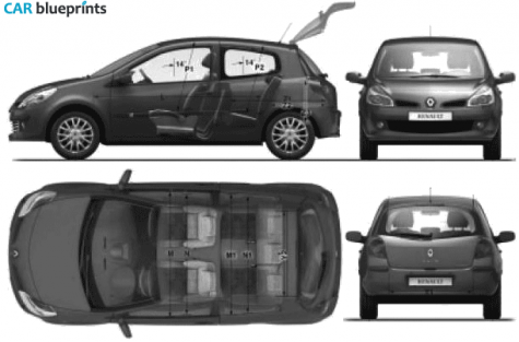 2009 Renault Clio III 5-door Hatchback blueprint