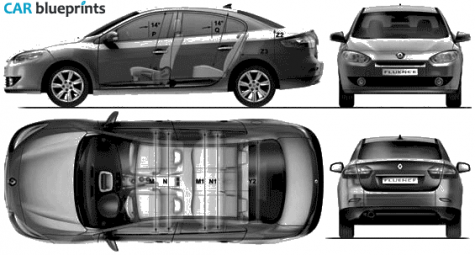 2010 Renault Fluence Sedan blueprint