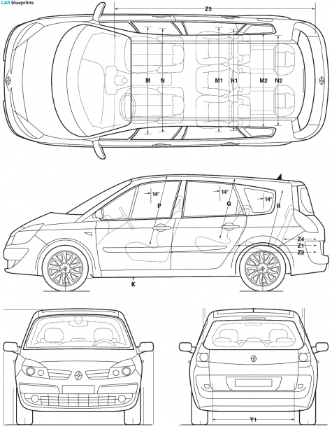 2005 Renault Grand Scenic Minivan blueprint