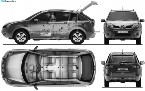 2009 Renault Koleos 4x4 SUV blueprint