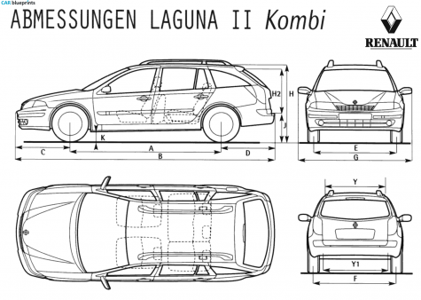 2000 Renault Laguna II Kombi Wagon blueprint