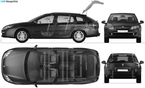 2009 Renault Laguna III Estate Wagon blueprint