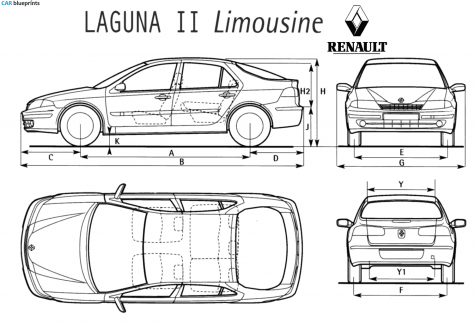 1999 Renault Laguna II Sedan blueprint