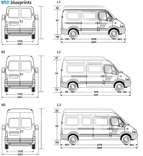 2007 Renault Master Van blueprint