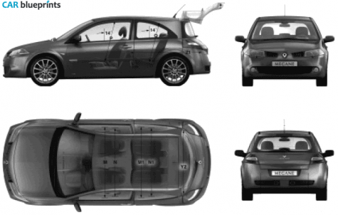 2005 Renault Megane II 3-door Sport Hatchback blueprint