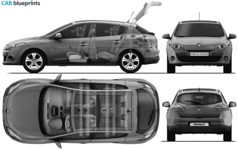 2009 Renault Megane III Hatchback blueprint