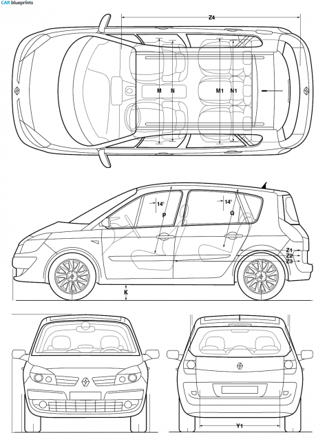 2005 Renault Scenic Minivan blueprint