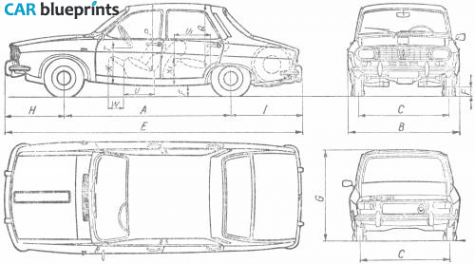 Renault 12/Dacia 1300 Sedan blueprint