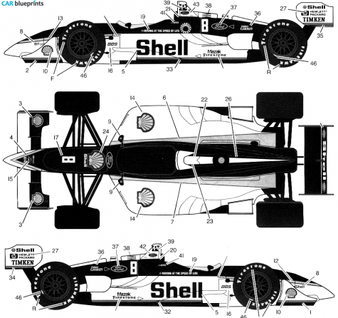 1998 Reynard Ford Cosworth Bryan Herta Cart Series OW blueprint