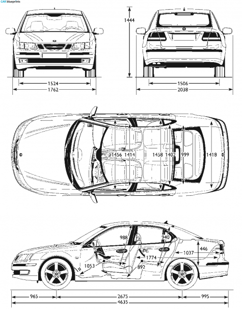 2007 Saab 9-3 Sedan blueprint