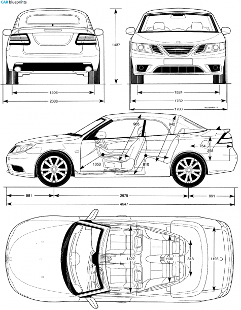 2008 Saab 9-3 Cabriolet blueprint