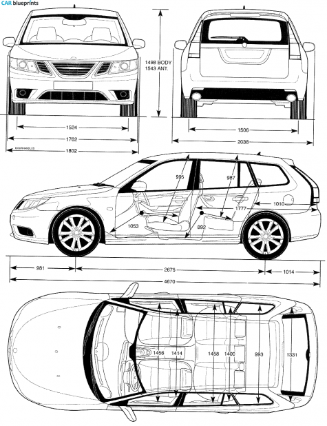 2008 Saab 9-3 Wagon blueprint