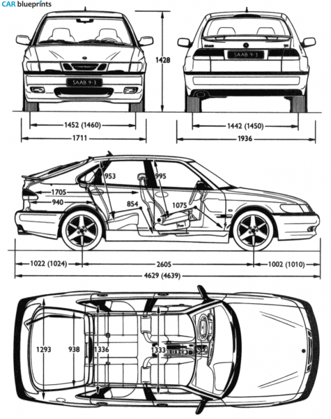 2000 Saab 9-3 Aero Sedan blueprint