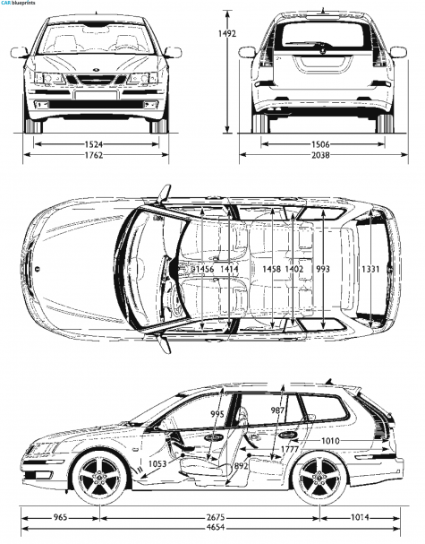 2007 Saab 9-3 Estate Wagon blueprint