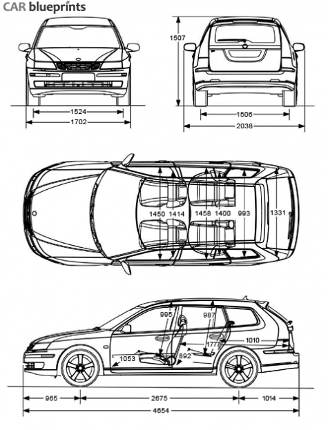 2000 Saab 9-3 Sport Wagon blueprint