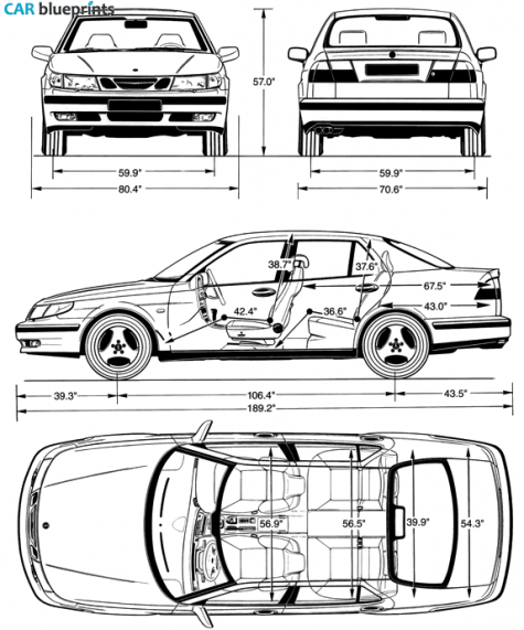 1998 Saab 9-5 Sedan blueprint