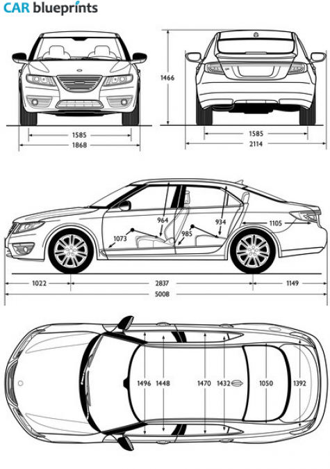 2010 Saab 9-5 Sedan blueprint