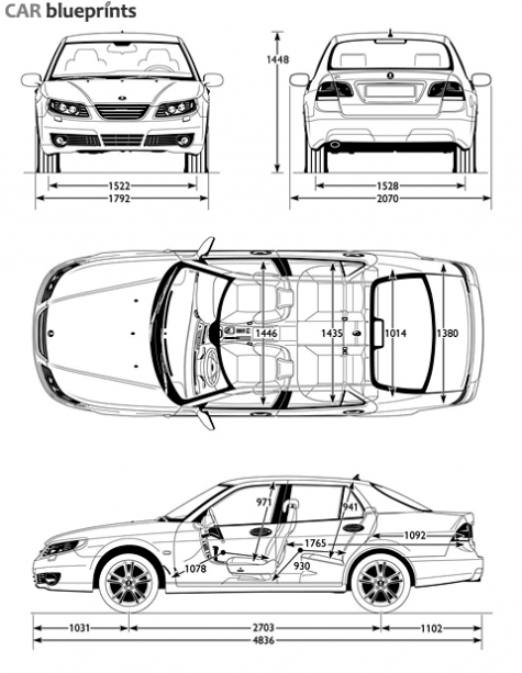 2005 Saab 9-5 Sport Sedan blueprint