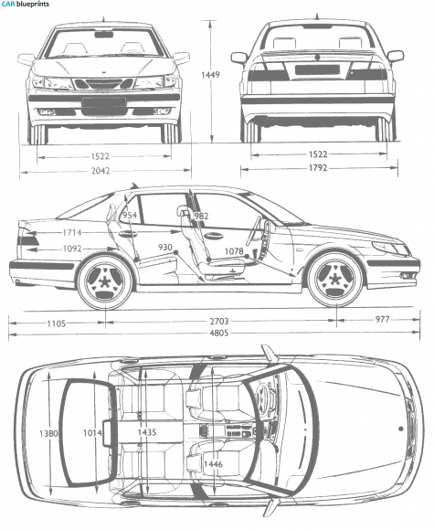 2000 Saab 9-5 Sedan blueprint