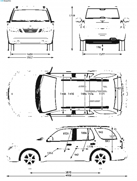 2005 Saab 9-7X SUV blueprint