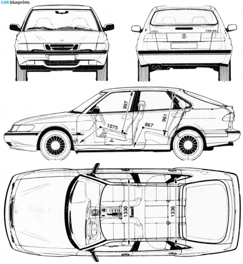 1995 Saab 900 Hatchback blueprint