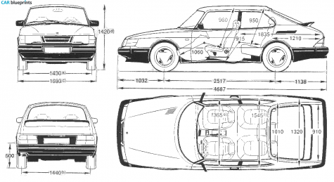 1988 Saab 900 3/5 Hatchback blueprint