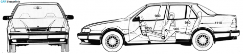 1995 Saab 9000 Sedan blueprint