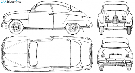 1960 Saab 96 Sedan blueprint