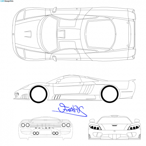 Car Blueprints Saleen S7 Blueprints Vector Drawings Clipart And Pdf Templates