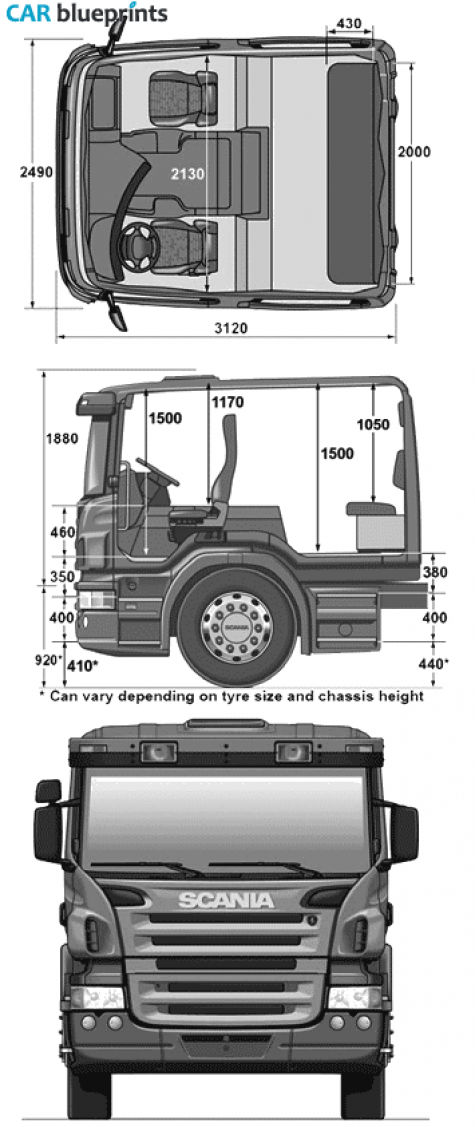 Scania 300-500 Series CP28-31 Crew Cab Truck blueprint