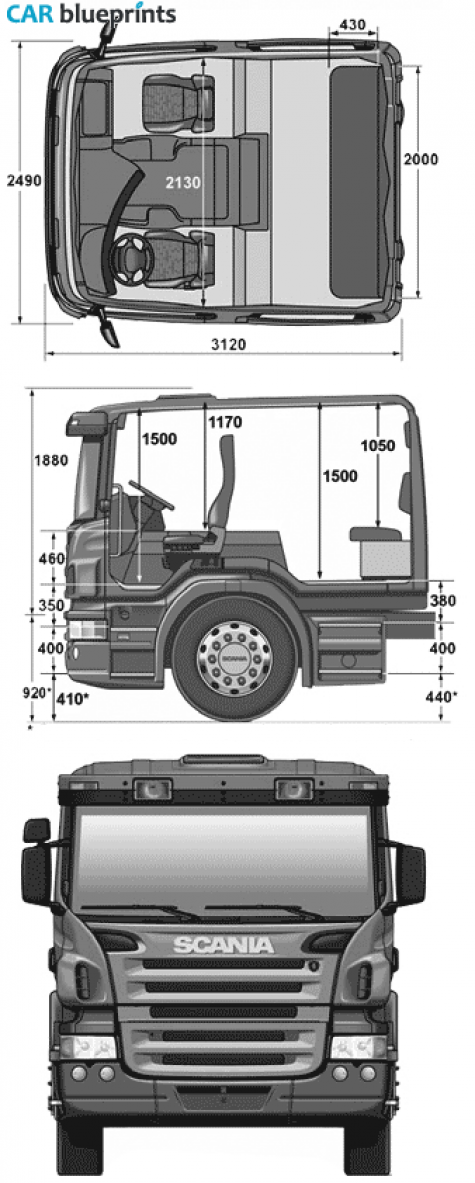 Scania 300-500 Series CP28-31 Crew Cab Truck blueprint