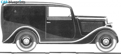 1936 Simca 6 Fourgon Van blueprint