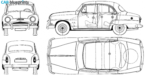 1956 Simca 9 Aronde 1300 Sedan blueprint