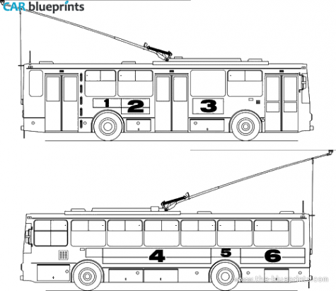 Skoda 14TR Bus blueprint