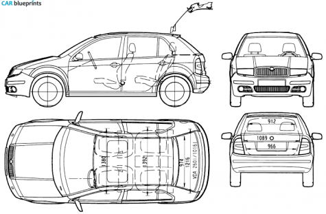 2000 Skoda Fabia  I (6Y)  5-door Hatchback blueprint