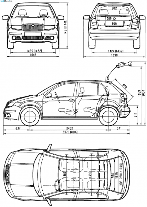 2007 Skoda Fabia Hatchback blueprint