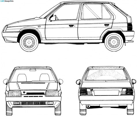 1987 Skoda Favorit Sport Hatchback blueprint