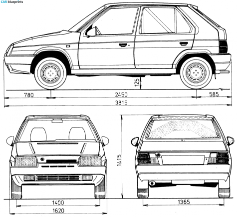 1987 Skoda Favorit Hatchback blueprint