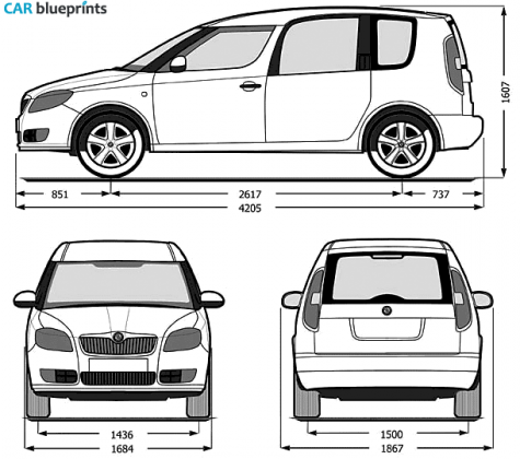 2007 Skoda Roomster Minivan blueprint