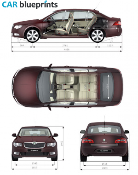 2008 Skoda Superb II (B6) Sedan blueprint