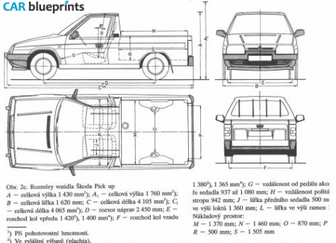 Skoda Favorit Pick-up blueprint