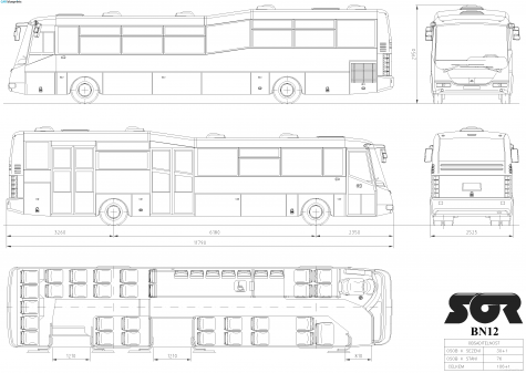 SOR BN12 3-door Bus blueprint