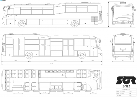 SOR BN12 4-door Bus blueprint