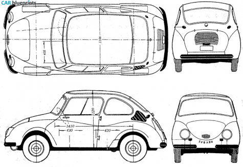 1959 Subaru 360 Deluxe K111 Hatchback blueprint